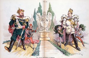 Alessandro III, etichettato "Russia", guarda Guglielmo II, etichettato "Germania". da Joseph Keppler