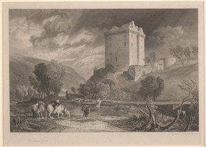 Castello di Borthwick (Antichità provinciali e scenari pittoreschi della Scozia), inciso da Henry Le Keux (1775-1851)