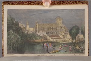Abbazia di Jedburgh come rilegata nel Vol. II delle Opere Poetiche di Sir Walter Scott, inciso da Robert Brandard (1805-1862)