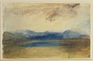 Un paesaggio montuoso con un lago, c.1820s da Joseph Mallord William Turner