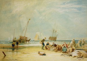 Mercato del pesce sulla sabbia, Hastings da Joseph Mallord William Turner