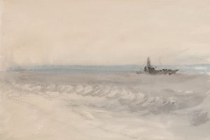 Mare grigio, barca che corre a riva, c.1845-50 da Joseph Mallord William Turner