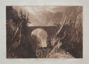Liber Studiorum: Il piccolo ponte del diavolo sul Russ, sopra Altdorf, Svizzera da Joseph Mallord William Turner