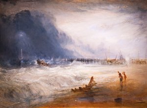 Scialuppa di salvataggio e apparato Manby che si dirigono verso una nave arenata da Joseph Mallord William Turner