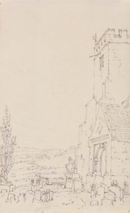 Portico sud e torre di una chiesa non identificata, c.1790-95 da Joseph Mallord William Turner