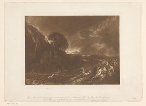 Paesaggio tempestoso con inondazione e naufraghi (Landschapsstudies, Liber Studiorum) da Joseph Mallord William Turner