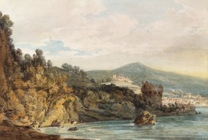 La costa sotto Vietri, Salerno in lontananza, il castello visto sopra la Torre Crestarella da Joseph Mallord William Turner