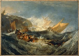 Il naufragio di una nave da trasporto... (dipinto su tela) da Joseph Mallord William Turner