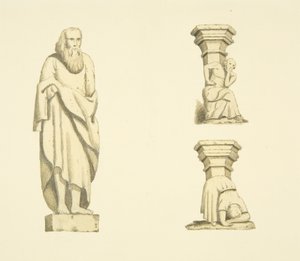 Figura e due capitelli nelle nicchie della torre di St Mary Redcliffe da Joseph Manning