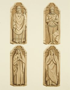 Quattro figure che decorano le porte fatte da Clarke, su ciascun lato dell