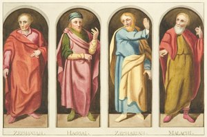 Quattro profeti minori dipinti sul lato ovest dello schermo che divide la navata dal coro della cattedrale di Bristol