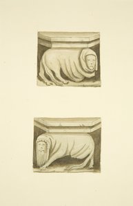 Quattro travi nel portico nord (originariamente supportanti statue) di St Mary Redcliffe da Joseph Manning