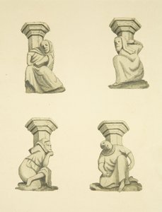 Quattro capitelli sulla torre (originariamente supportanti statue) di St Mary Redcliffe da Joseph Manning