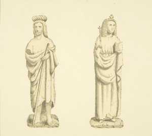 Due figure nelle nicchie della Torre di St Mary Redcliffe da Joseph Manning