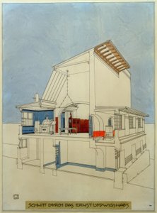 Sezione attraverso la Ernst-Ludwigs-Haus