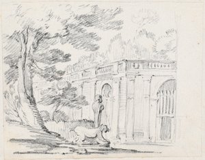 Loggia e Statue in un Giardino Italiano da Joseph Marie Vien
