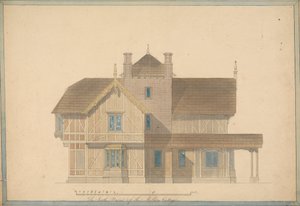 Il Cottage del Mugnaio a Chatsworth: Elevazione Frontale Sud da Joseph Michael Gandy