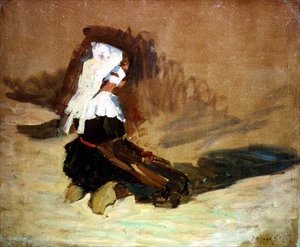 La ragazza bretone inginocchiata da Joseph Milner Kite