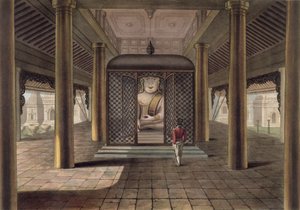 Un soldato in piedi in un tempio di Rangoon, inciso da George Hunt da Joseph Moore