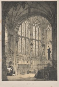 Architettura del Medioevo: In St. Jacques, Dieppe, Interno Est da Joseph Nash