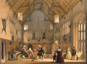 Mosca cieca, giocata nella sala di Athelhampton, c1600s da Joseph Nash