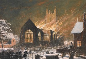 Incendio della chiesa di Croydon, 5 gennaio da Joseph Nash