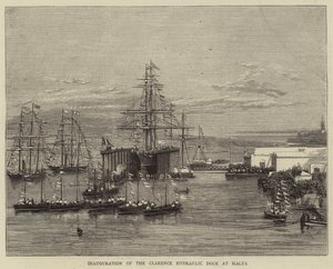 Inaugurazione del Molo Idraulico Clarence a Malta da Joseph Nash