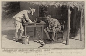 Tenente Colonnello Kitchener e il suo animale domestico al Quartier Generale di Kassingar da Joseph Nash