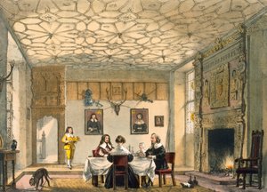 Cena familiare medievale, Wakehurst Place, Surrey, c1600 da Joseph Nash