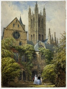 Professore, donna, bambino e cane nel chiostro della cattedrale da Joseph Nash