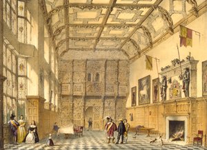 La grande sala, Hatfield, Berkshire, 1600, illustrazione da 
