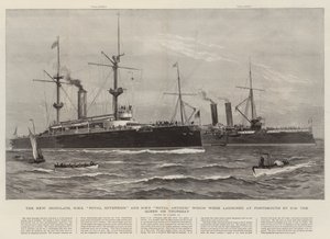I nuovi corazzati, HMS Royal Sovereign e HMS Royal Arthur che sono stati varati a Portsmouth da Sua Maestà la Regina giovedì