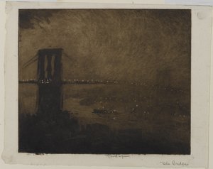 Ponte di Brooklyn di notte, 1922 da Joseph Pennell