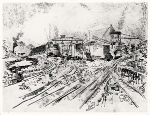 Costruzione della Chiusa di Miraflores, tavola XXI da Il Canale di Panama di Joseph Pennell, 1912