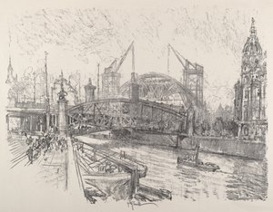 Costruzione della stazione di Freidrich-Strasse, 1921 da Joseph Pennell