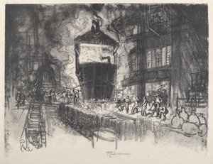 Lancio di conchiglie, 1917 da Joseph Pennell