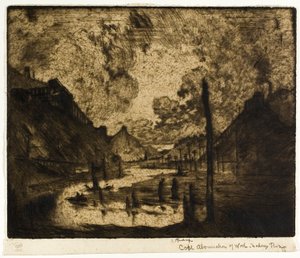 Carbone - Abominazione del lavoro, fiume Mahanoy da Joseph Pennell