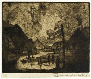 Carbone - Abominazione del lavoro, fiume Mahanoy da Joseph Pennell