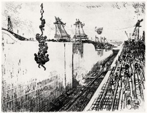 Ora di Cena a Gatun, tavola III da Il Canale di Panama di Joseph Pennell, 1912