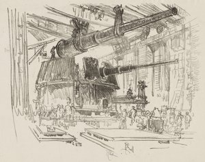 Lavoro di guerra inglese: Montaggio delle armi nelle torrette da Joseph Pennell