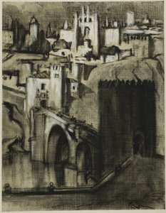 Sono corsie di palazzi terrazzati intorno al pendio, Toledo da Joseph Pennell