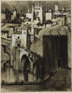 Sono corsie di palazzi terrazzati intorno al pendio, Toledo da Joseph Pennell