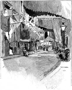 Rue de Beaucaire. Incisione di Joseph Pennell 1888