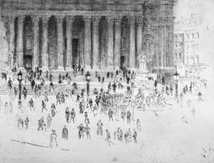 Gradini fuori dalla facciata ovest della Cattedrale di San Paolo, Città di Londra da Joseph Pennell