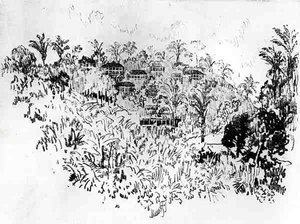Il Villaggio Americano, tavola X da Il Canale di Panama di Joseph Pennell, 1912