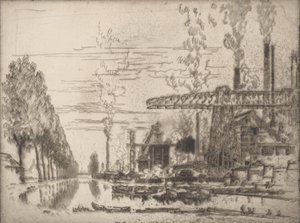 Il Canale di Bruxelles, Un Hobbema Moderno, 1910 da Joseph Pennell