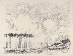 Il campo di imbarco, il boschetto classico, 1917 da Joseph Pennell