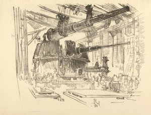La serie della guerra inglese: W. 448 Montaggio di cannoni nelle torrette da Joseph Pennell