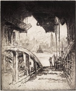 La casa del traghetto; Il traghetto di Cortland Street dal lato di Jersey City, 1919