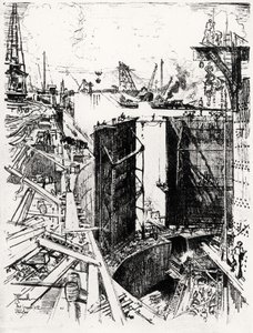 La porta di guardia a Gatun, tavola V da Il Canale di Panama di Joseph Pennell, 1912